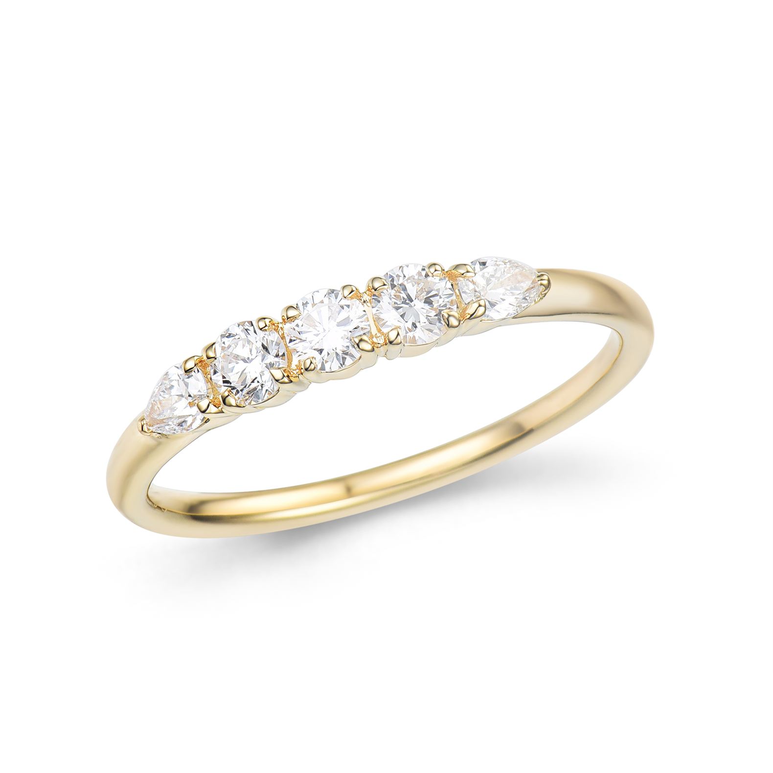 Sortija Cristina Wish en oro amarillo con diamantes talla brillante y princesa