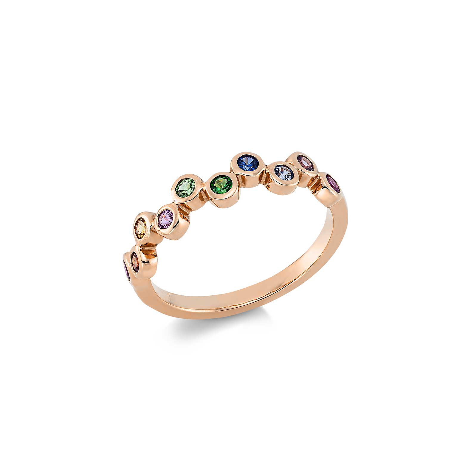 Sortija Cristina Wish en oro rosa con zafiro multicolor