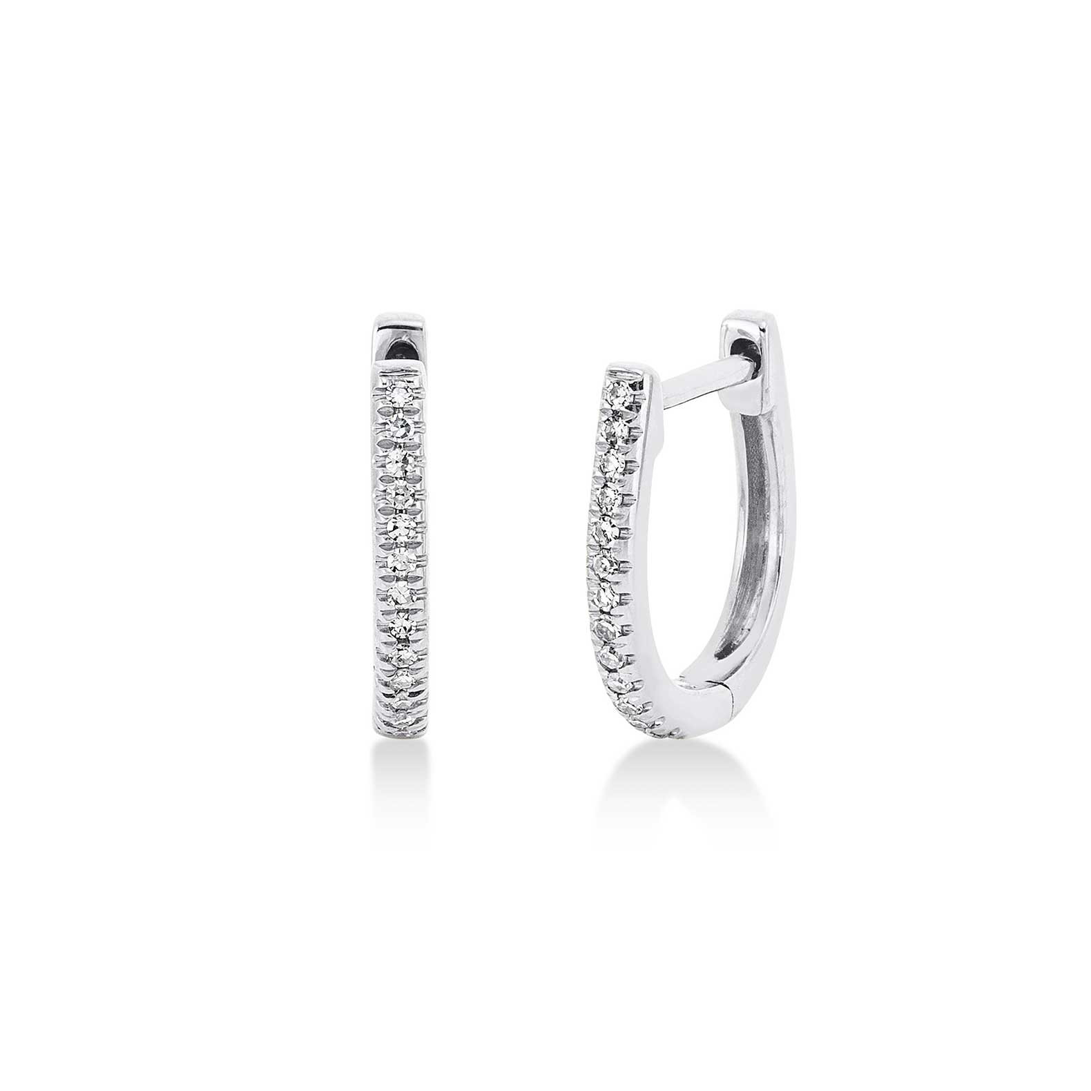 Pendientes Cristina Wish de aro huggies en oro blanco con diamantes