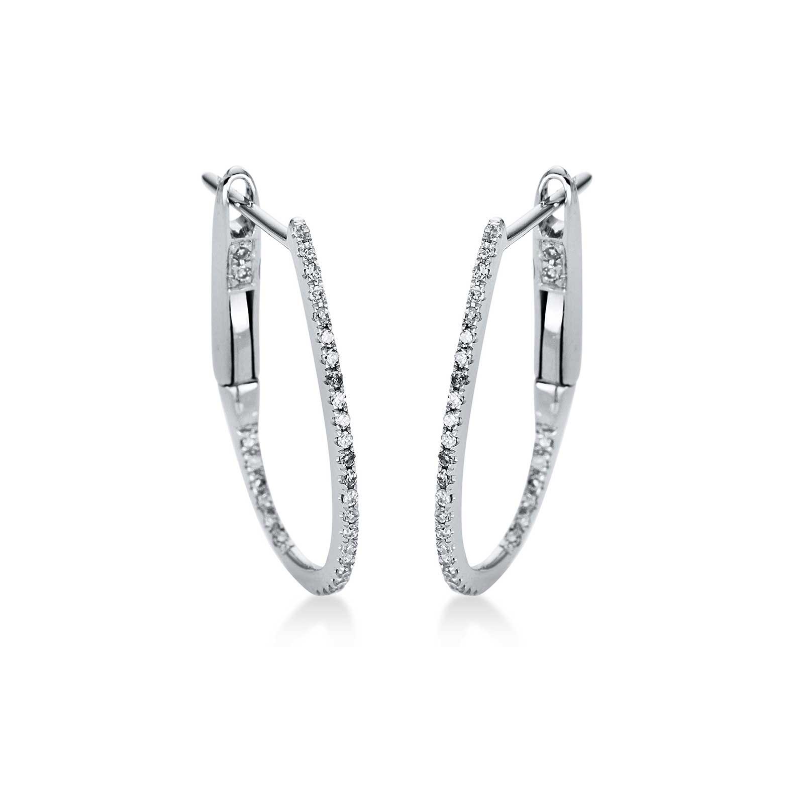 Pendientes Cristina Wish de aro huggies en oro blanco con diamantes