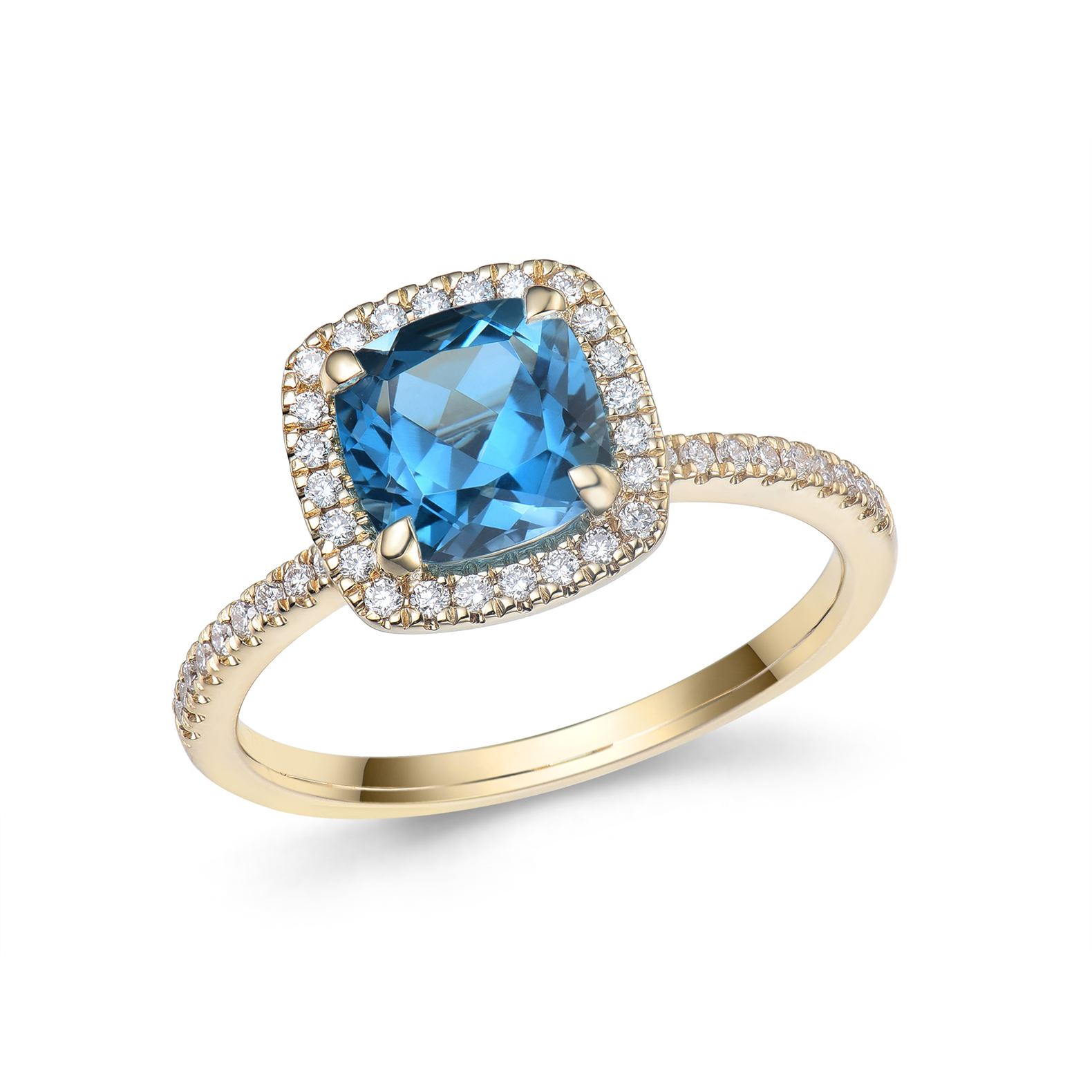 Sortija Cristina Wish en oro amarillo con diamantes talla brillante y topacio London Blue W321098418YDTPLB29 - Sortija de topacio y brillantes
