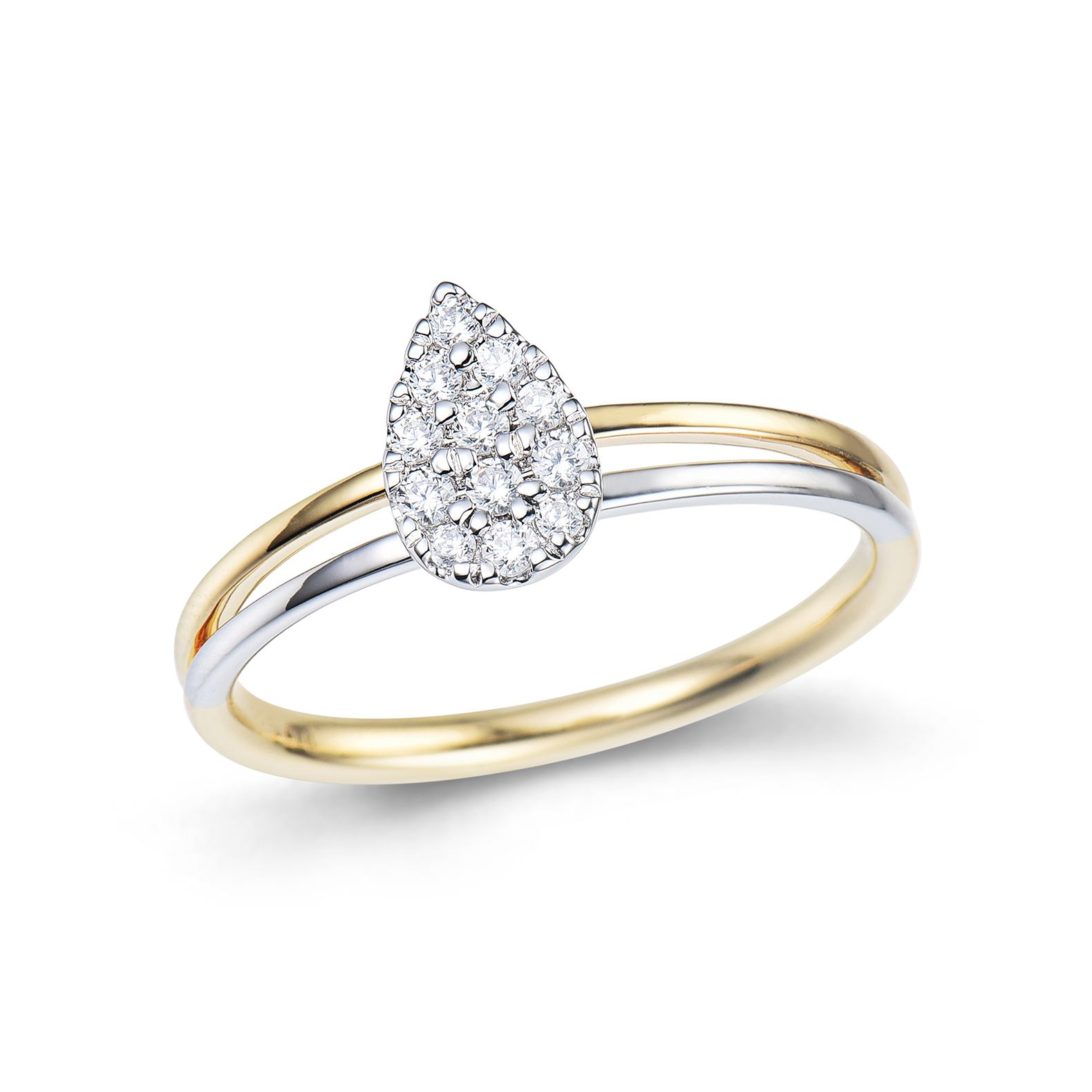 Sortija Cristina Wish combinada en oro amarillo y oro blanco con diamantes talla brillante W321118618YWD83 - Sortija combinada de brillantes