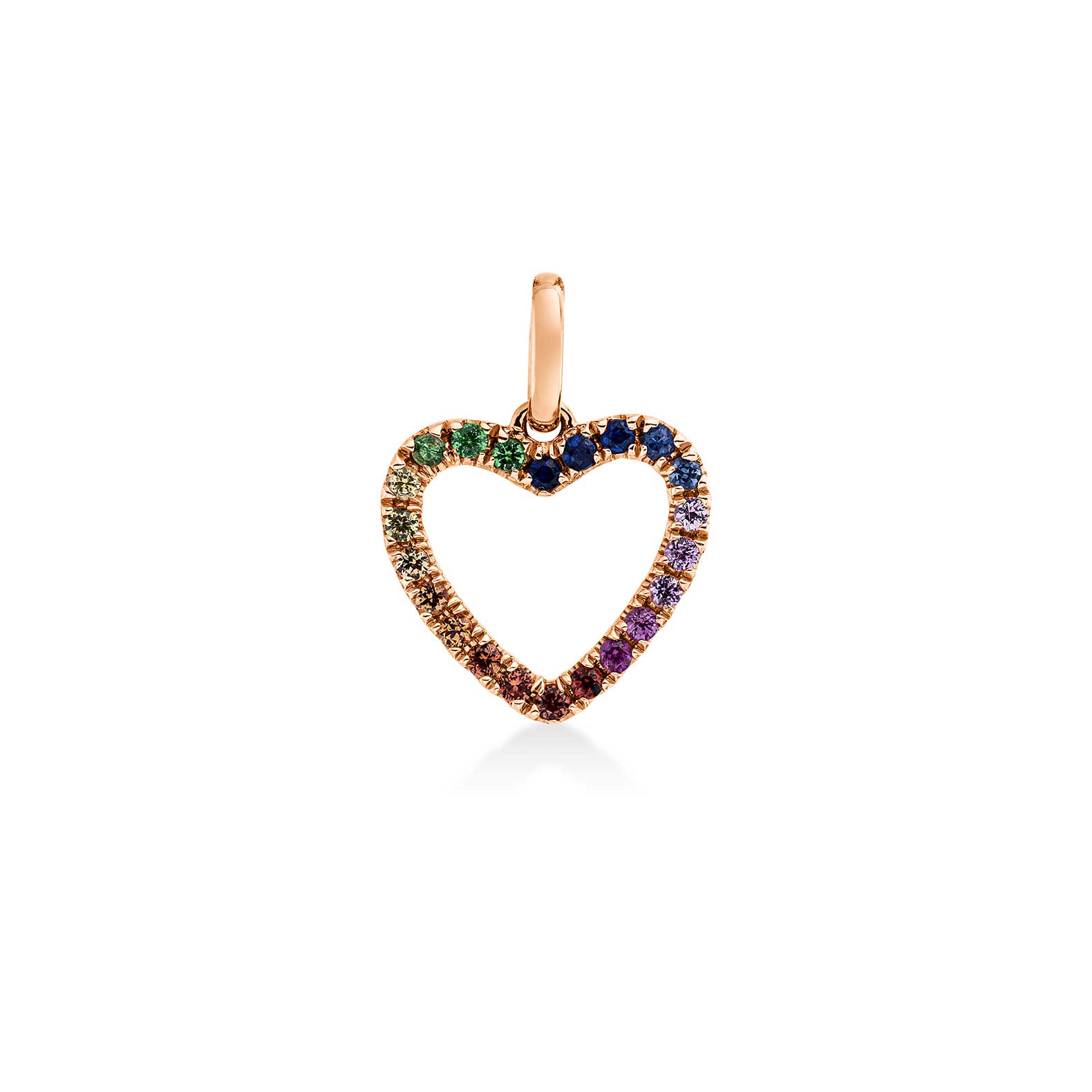 Colgante corazón Cristina Wish en oro rosa con zafiros multicolor