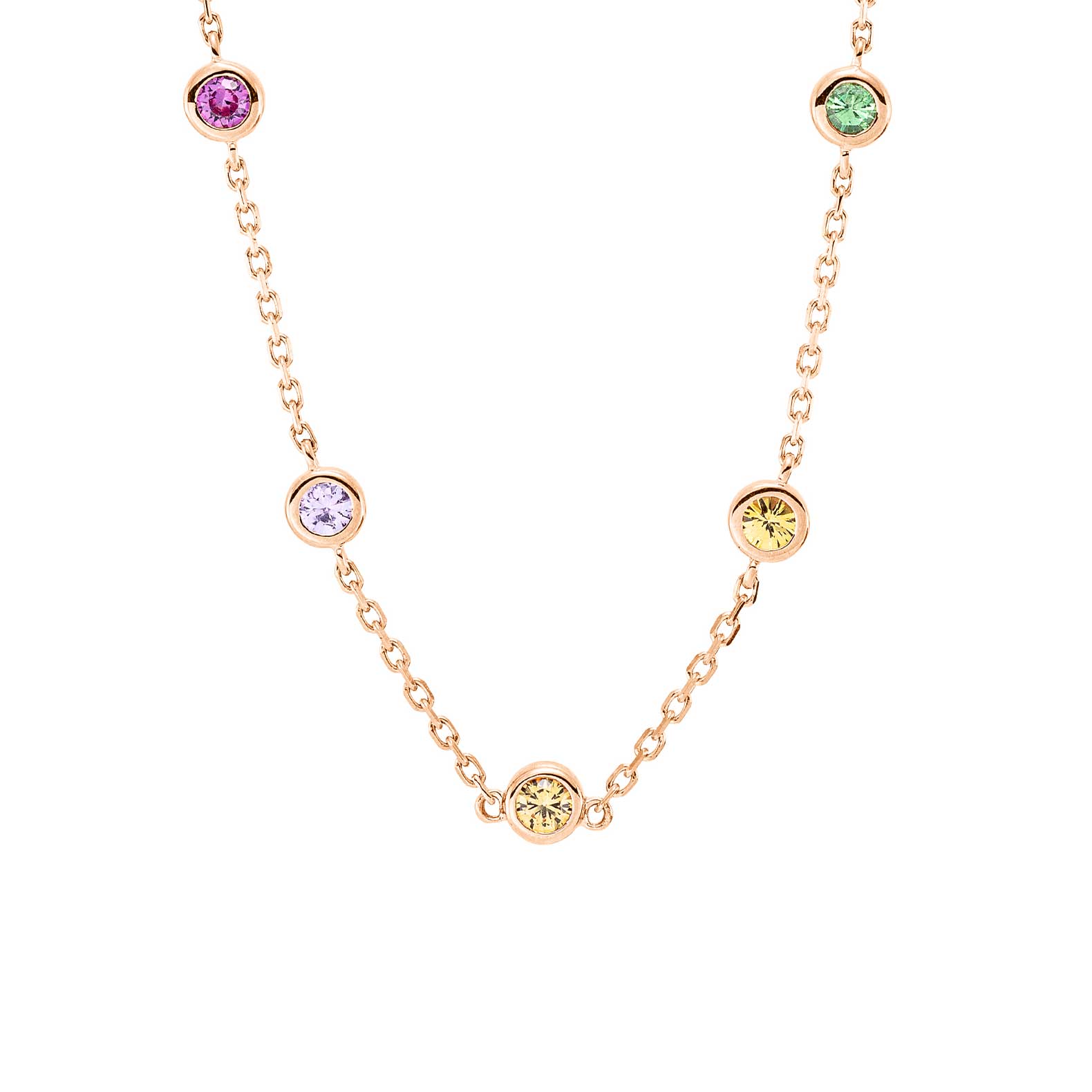 Gargantilla Cristina Wish en oro rosa con zafiros y tsavoritas