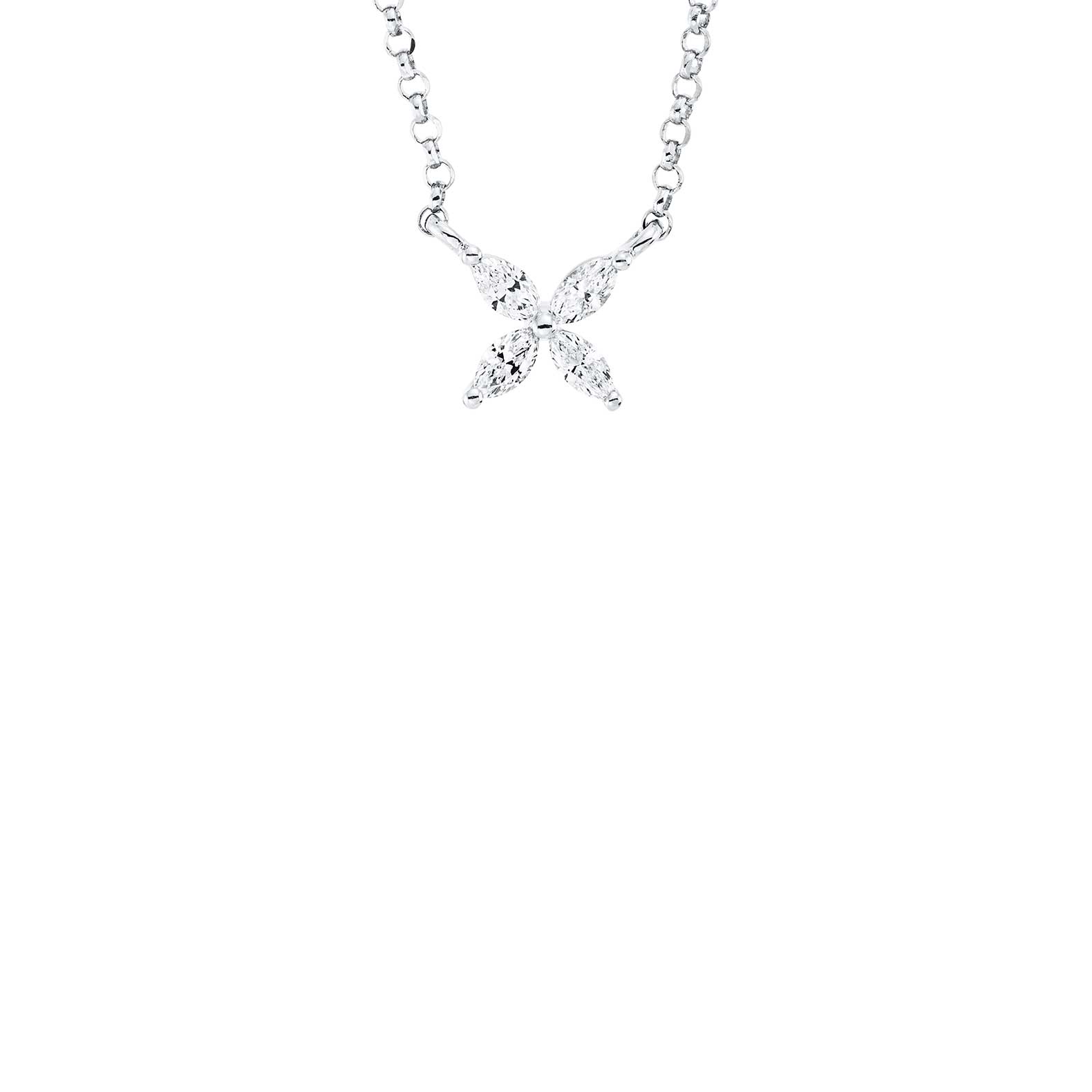 Colgante Cristina Wish en oro blanco con diamantes en talla marquise