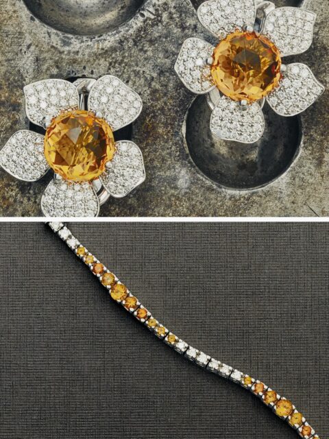 Una flor de carácter único.⁠
⁠
Los pendientes Flor de Cerezo presentan más de ciento noventa diamantes naturales en pavé entre sus diez pétalos, y dos citrinos de 1 qt sobre oro blanco. Una declaración de la búsqueda constante de  la belleza en aquello que ya es magnífico de manera natural.⁠
⁠
Un set  perfecto combinado con la pulsera rivière de diamantes y citrinos de la colección Cisne.⁠
⁠
#Perodri65 #UnaHistoriaDeHistorias