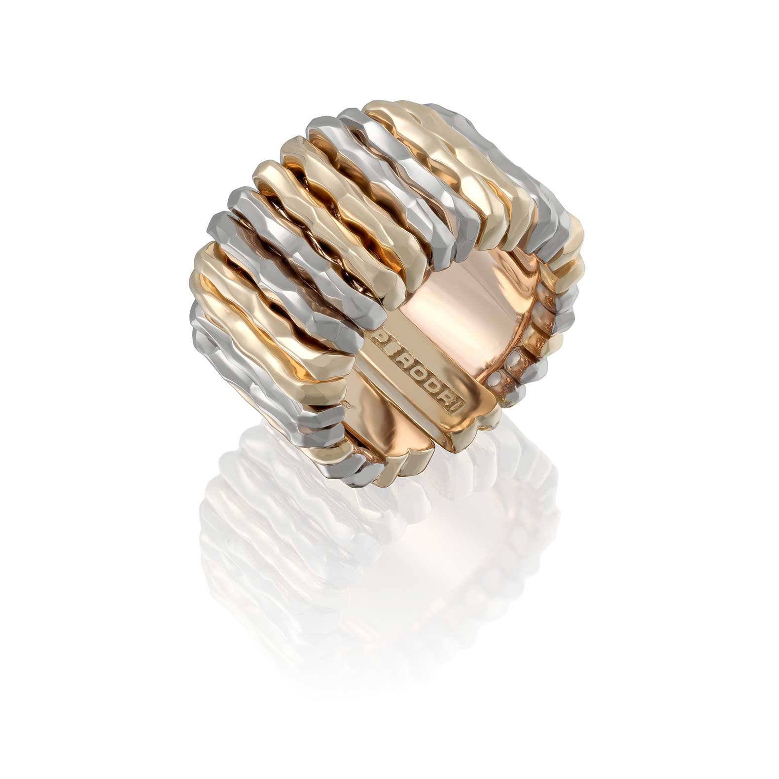 Sortija de oro amarillo y blanco
