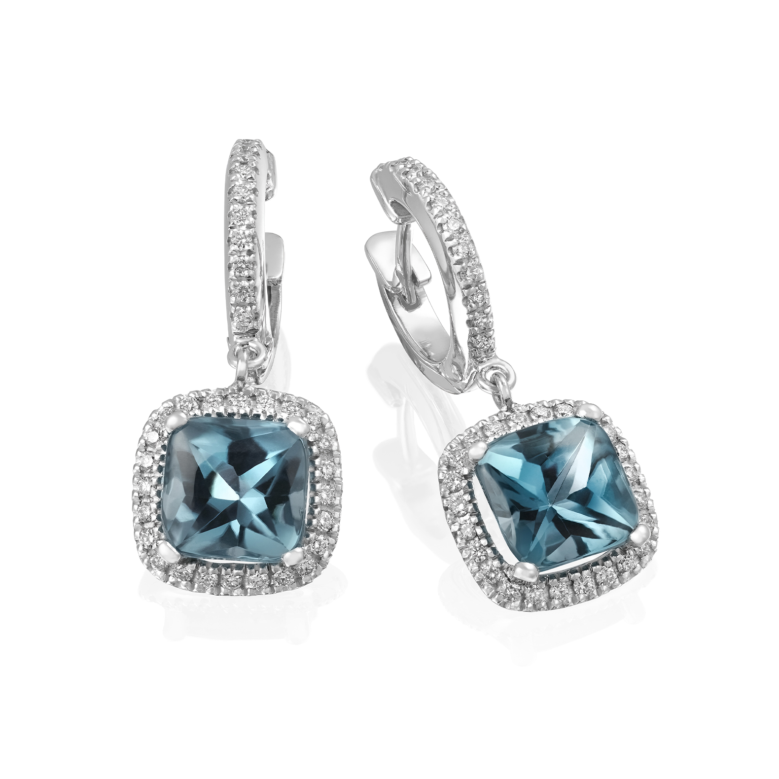 White Gold Aquamarine and Diamond Earrings