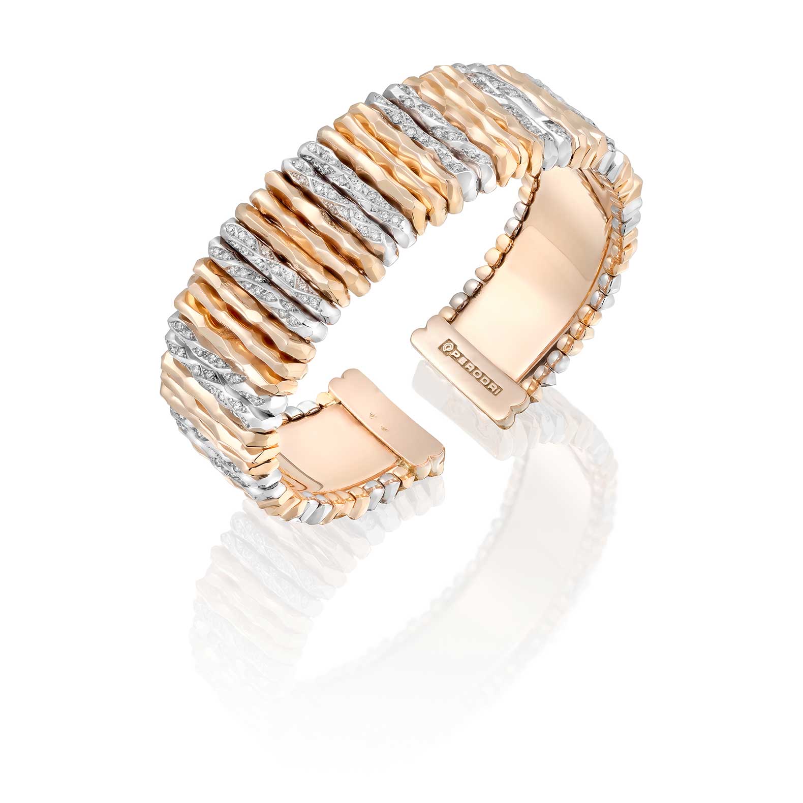 Pulsera de oro rosa y blanco