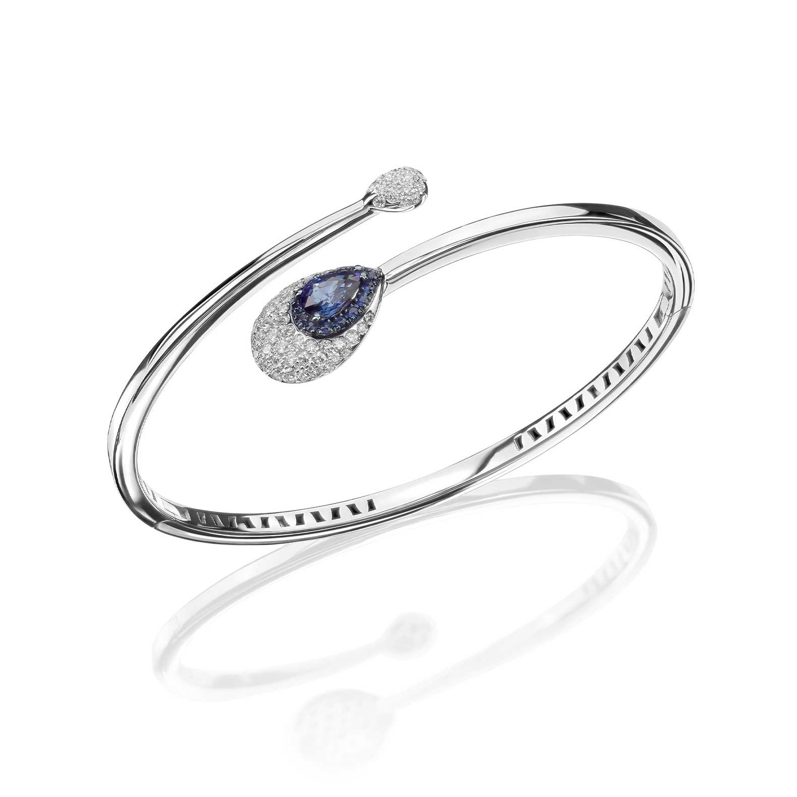 Pulsera Venus en oro blanco con brillantes y zafiro