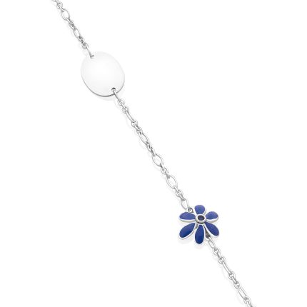 Consejos para elegir joyería infantil Pulsera Infantil en Oro Blanco con Flor Azul con Zafiro