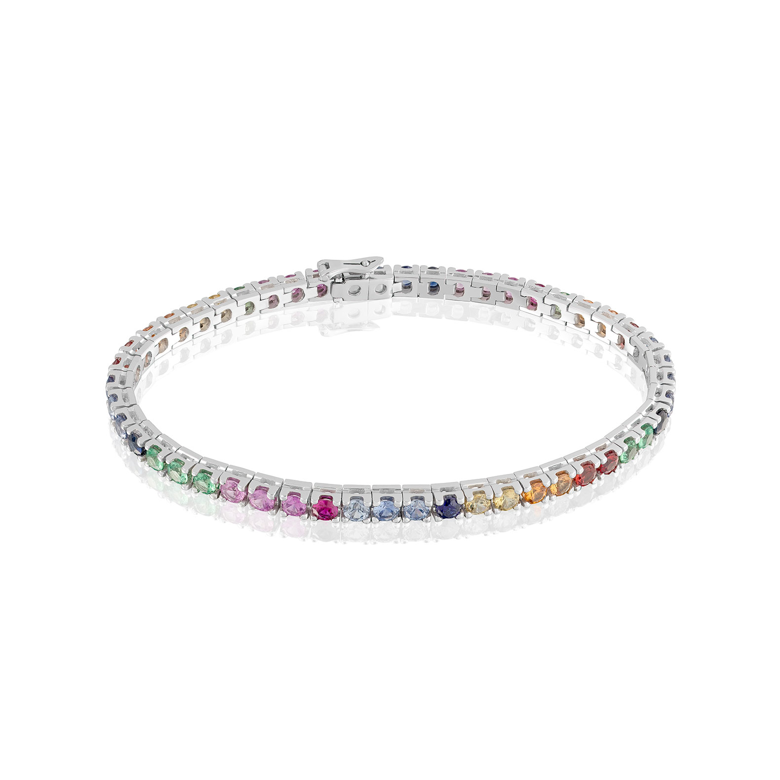 La pulsera rivière, un imprescindible atemporal de la joyería Pulsera Rivière de Zafiros Multicolor en Oro Blanco