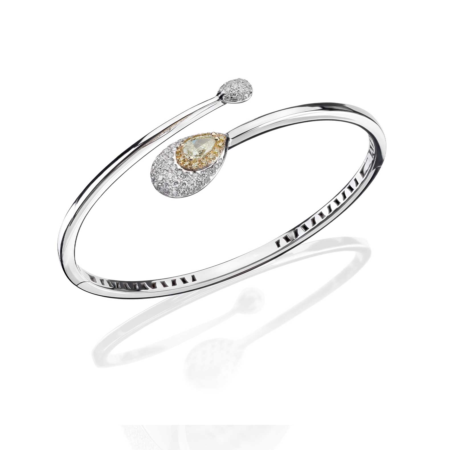 Cómo elegir las joyas perfectas para una graduación Pulsera Venus en oro blanco con diamantes amarillos