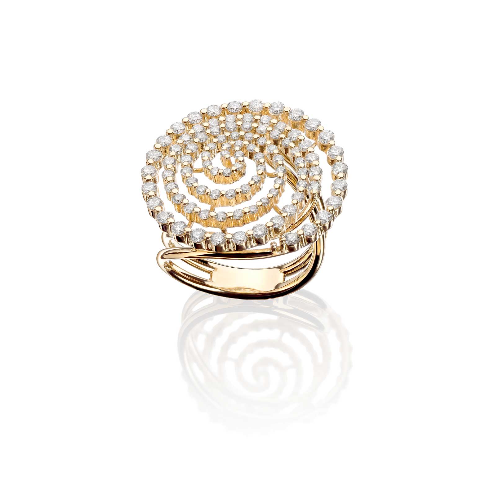 Cómo elegir las joyas perfectas para una graduación Sortija espiral en oro amarillo con brillantes