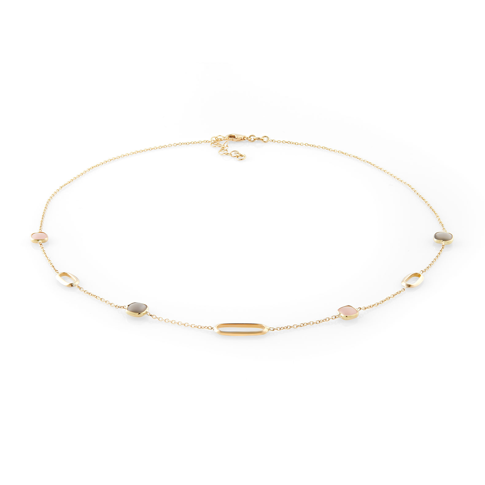 Gargantilla Cristina Wish piedra luna y cuarzo rosa