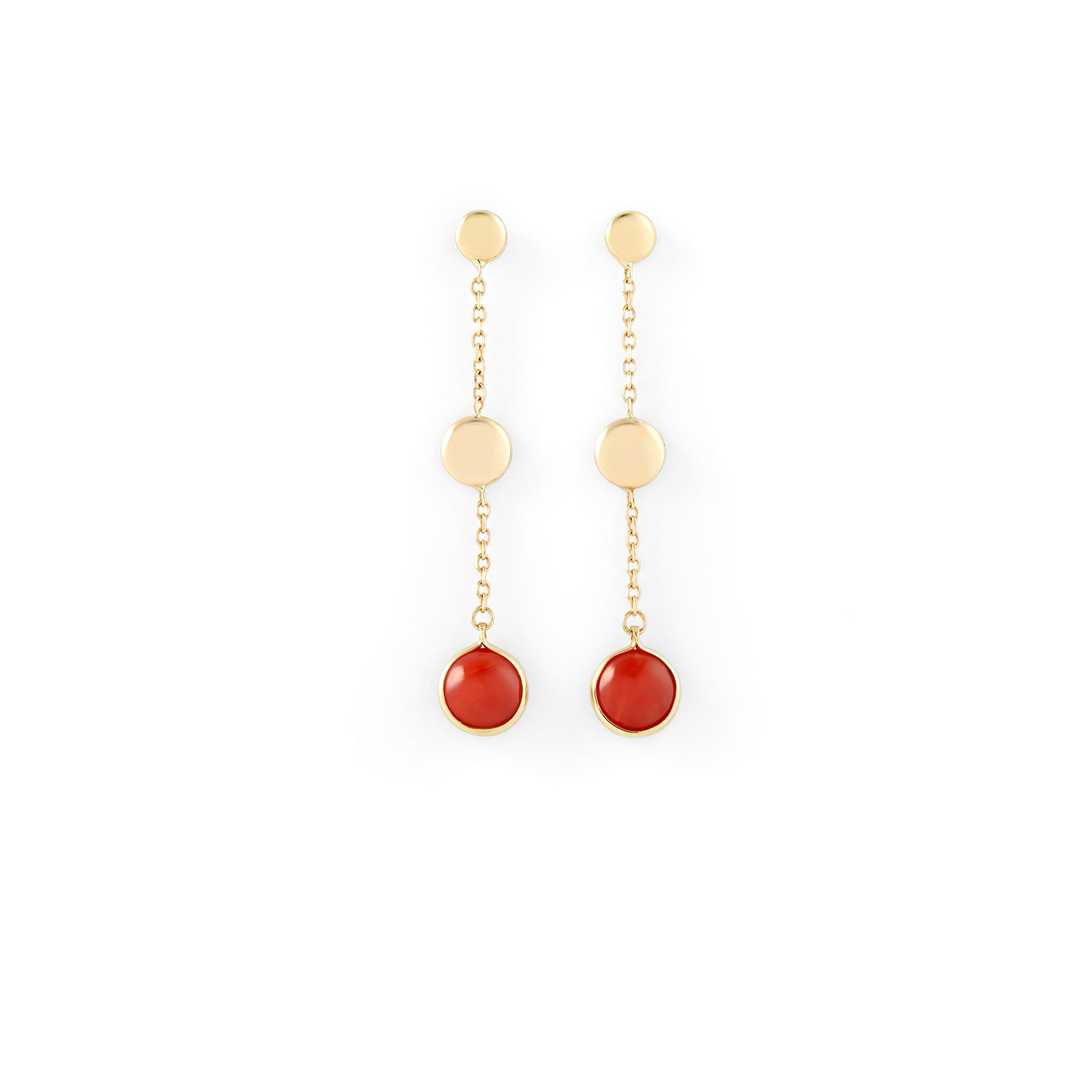 Pendientes Cristina Wish de oro amarillo y coral